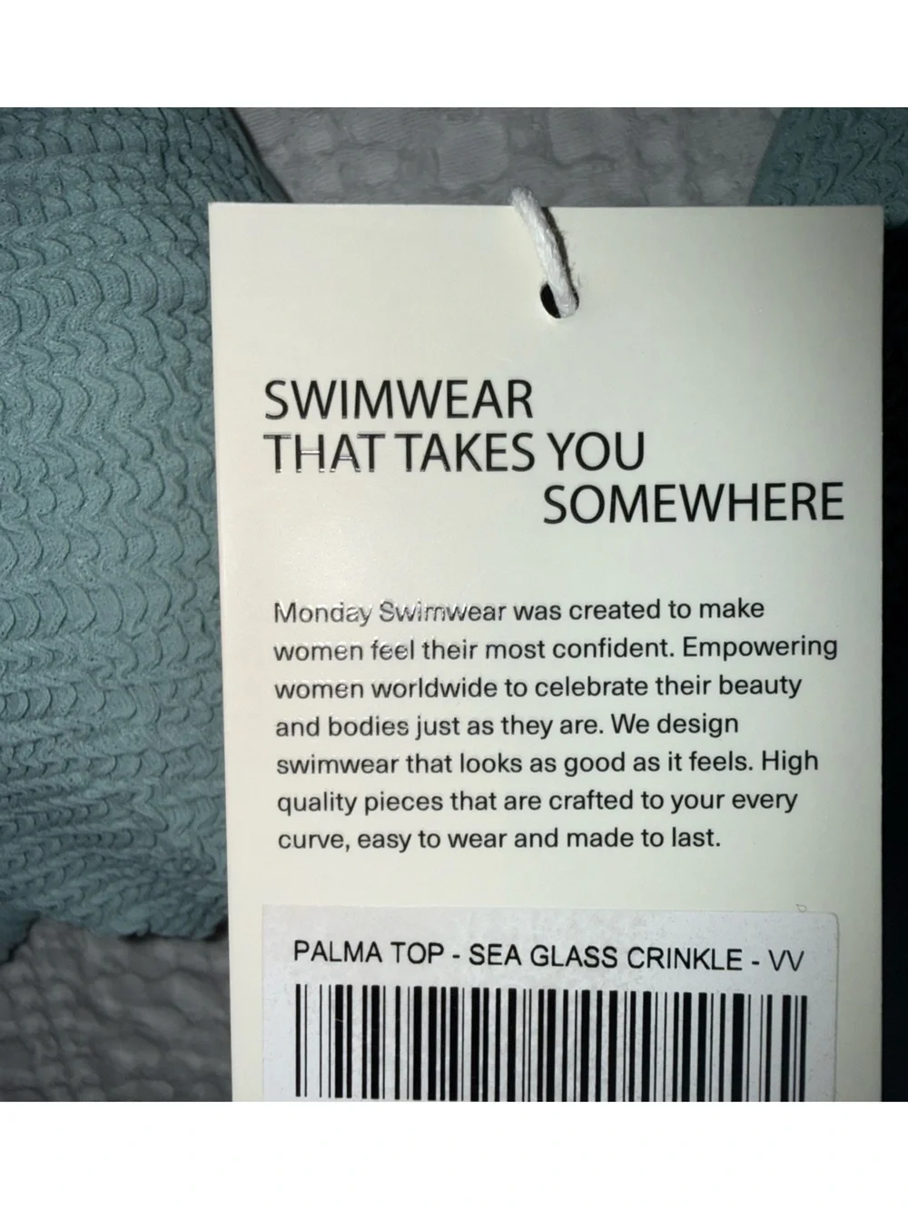 Monday Swimwear NET new Palma Top in sea Grass Crinkle VV 14 XL